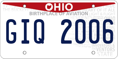 OH license plate GIQ2006