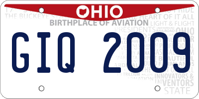 OH license plate GIQ2009