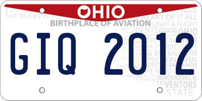 OH license plate GIQ2012