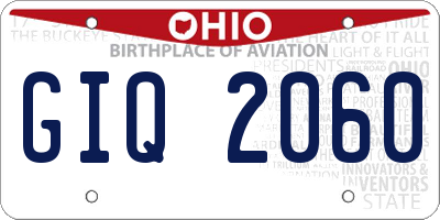 OH license plate GIQ2060