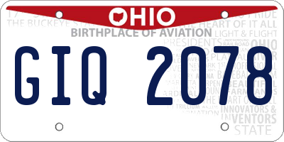 OH license plate GIQ2078