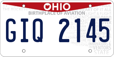 OH license plate GIQ2145