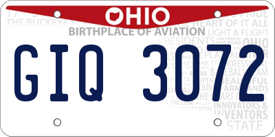 OH license plate GIQ3072