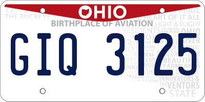 OH license plate GIQ3125