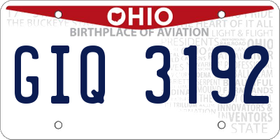 OH license plate GIQ3192