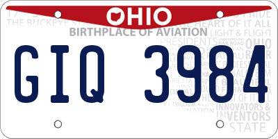 OH license plate GIQ3984