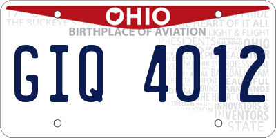 OH license plate GIQ4012