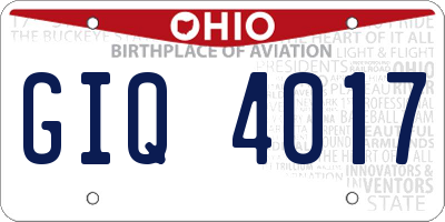 OH license plate GIQ4017