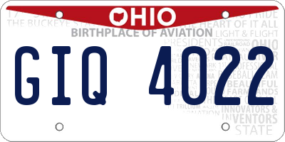 OH license plate GIQ4022