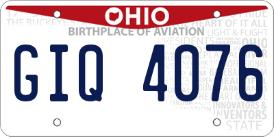 OH license plate GIQ4076
