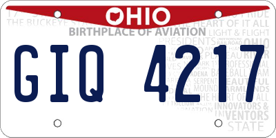 OH license plate GIQ4217