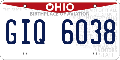 OH license plate GIQ6038