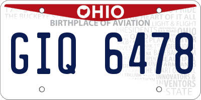 OH license plate GIQ6478