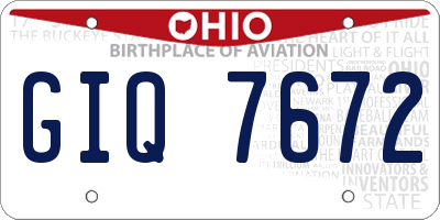 OH license plate GIQ7672