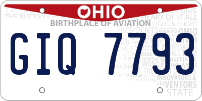 OH license plate GIQ7793