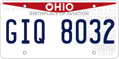 OH license plate GIQ8032