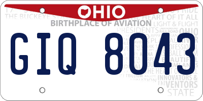 OH license plate GIQ8043