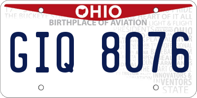 OH license plate GIQ8076