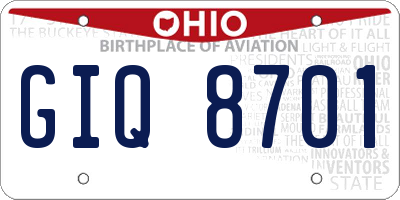 OH license plate GIQ8701