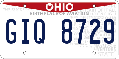 OH license plate GIQ8729