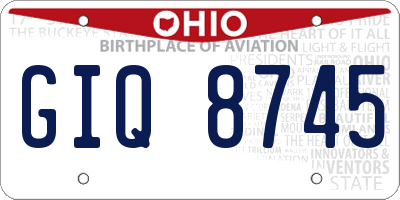 OH license plate GIQ8745