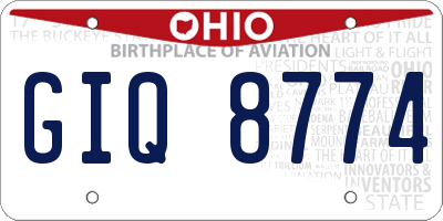 OH license plate GIQ8774