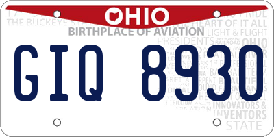 OH license plate GIQ8930