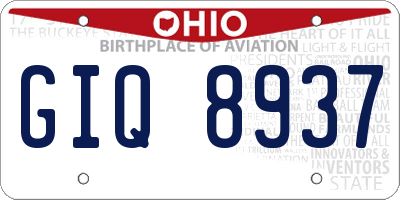 OH license plate GIQ8937