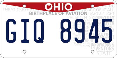OH license plate GIQ8945