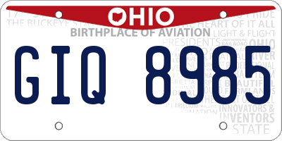 OH license plate GIQ8985