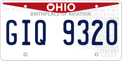OH license plate GIQ9320