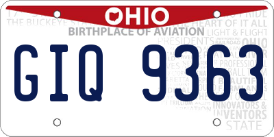 OH license plate GIQ9363