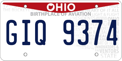 OH license plate GIQ9374