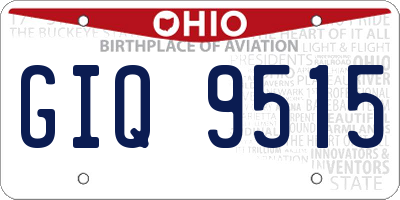 OH license plate GIQ9515