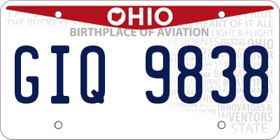 OH license plate GIQ9838