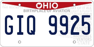 OH license plate GIQ9925