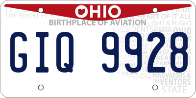 OH license plate GIQ9928