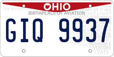OH license plate GIQ9937