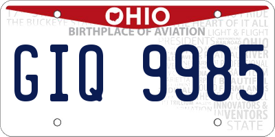 OH license plate GIQ9985