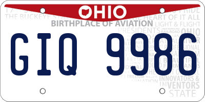 OH license plate GIQ9986