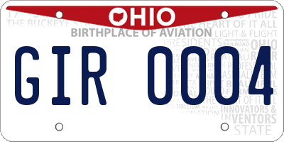 OH license plate GIR0004