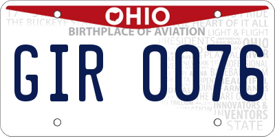 OH license plate GIR0076