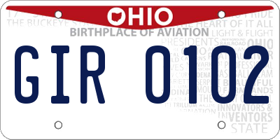 OH license plate GIR0102