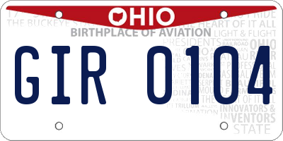 OH license plate GIR0104
