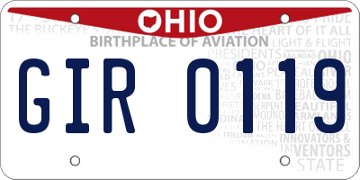 OH license plate GIR0119