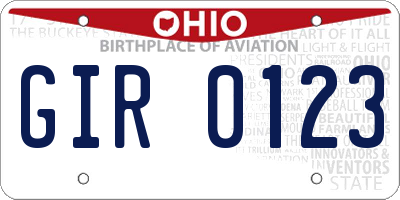 OH license plate GIR0123