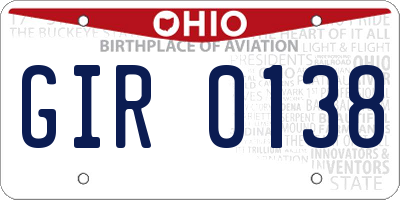 OH license plate GIR0138