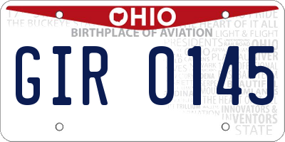 OH license plate GIR0145