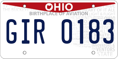 OH license plate GIR0183