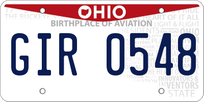 OH license plate GIR0548